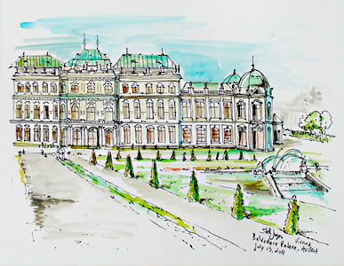 Stella Jurgen - Urban Sketch - Belvedere Palace, Vienna, Austria