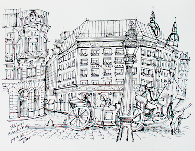 Stella Jurgen - Urban Sketch - Michaele Platz, Vienna Austria