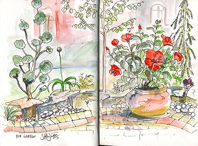 Stella Jurgen - Our Garden, Oakville
Pen and Watercolours