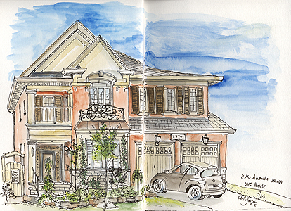 Stella Jurgen - House, Oakville - Pen and Watercolours