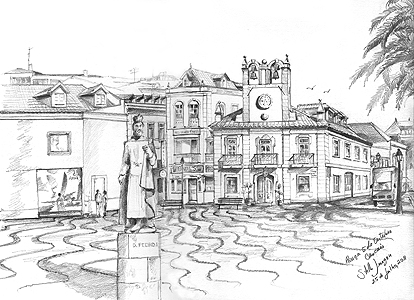 Stella Jurgen - Urban Sketch - 
Praça 5 de Outubro, Cascais, Portugal