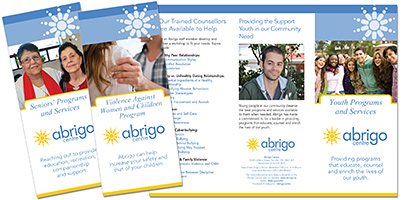 Abrigo Centre Senior Services, Violence Against Women and Youth Services Brochures