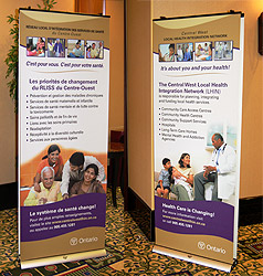 Central West Local Health Integration Network stand-alone double sided bilingual banners 