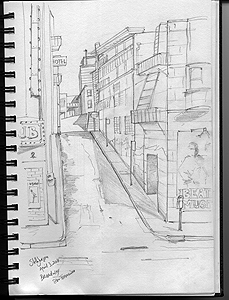 Stella Jurgen - Urban Sketch
San Francisco - Broadway Alley