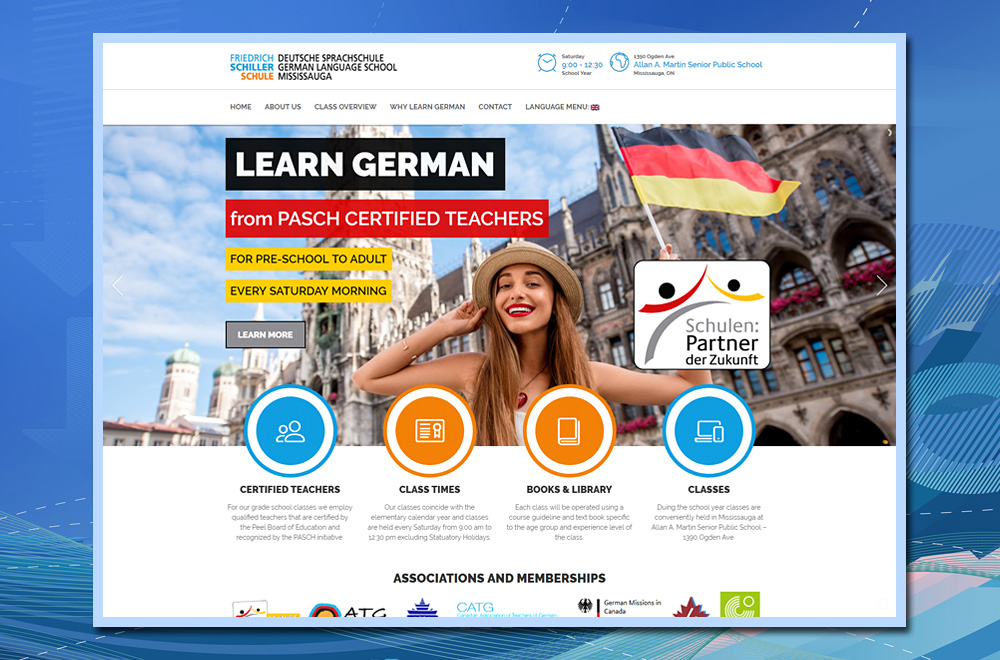 Friedrich Schiller Schule, wordpress website, dual language website, teaching website, language school website