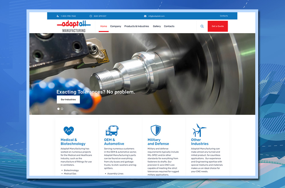 Adaptall Manufacturing WordPress Website with VamTam Builder