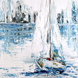 Beyond the Sea - Boats Collection - Acrylic on Canvas Painting - Stella Jurgen - SOLD