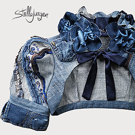 Recycled Jean Bolero, Embellished Sleeves - Stella Jurgen Fashion