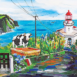 Farol do Arnel, Azores - Acrylic on Canvas - Stella Jurgen - DONATED