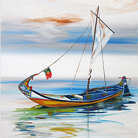 O Moliceiro Boat - Oil on Canvas - Stella Jurgen - SOLD