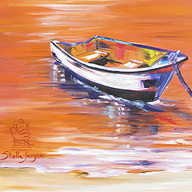 Surreal (Boats Series) - Fundraiser, oil on canvas - Stella Jurgen