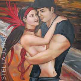 Tango in Paris, Oil on Canvas - Stella Jurgen